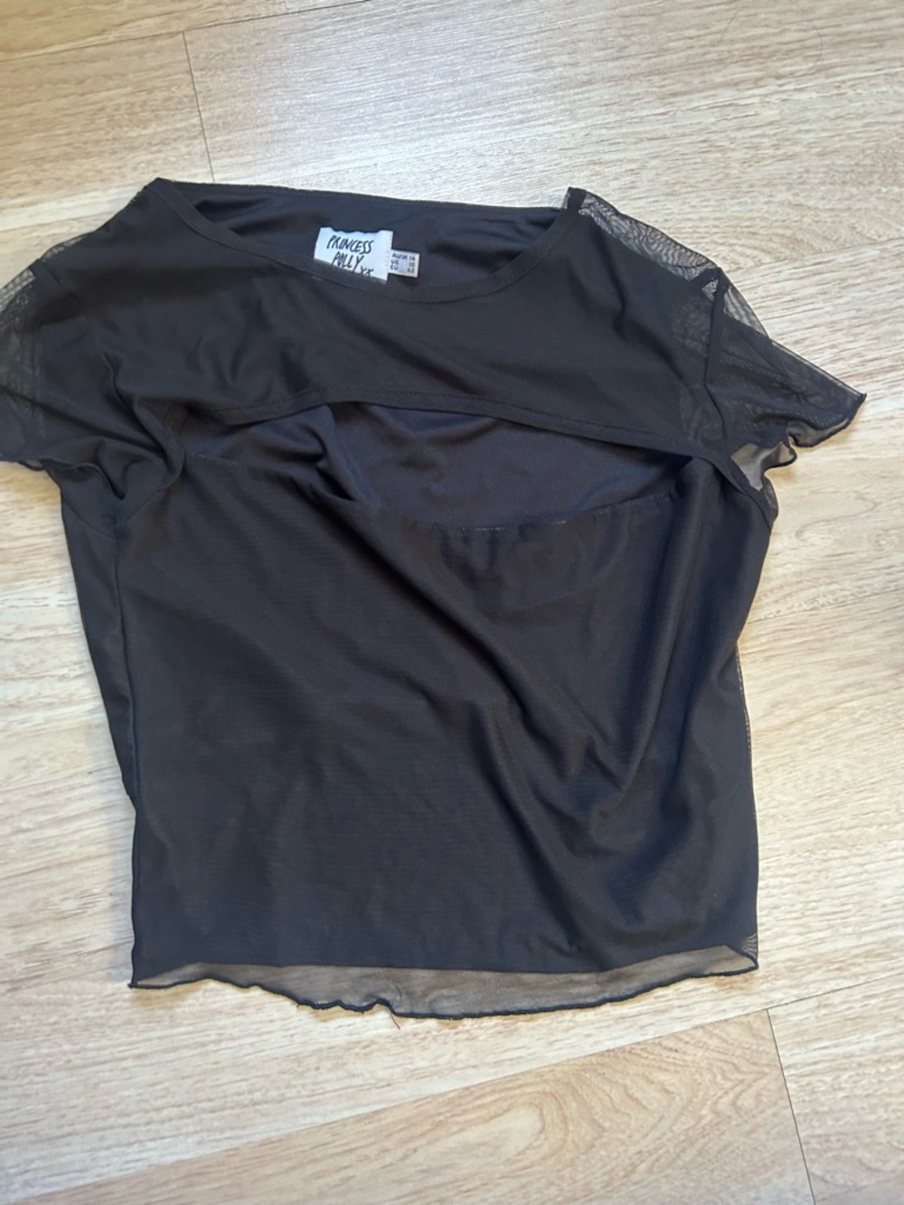 Princess Polly Black Sheer Mesh Crop Top